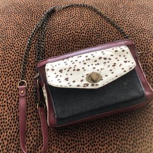 Anthropology Leather Calf Hair Jean Crossbody bag